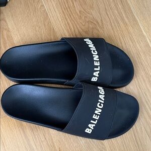 Balenciaga Black Logo Slide Sandals